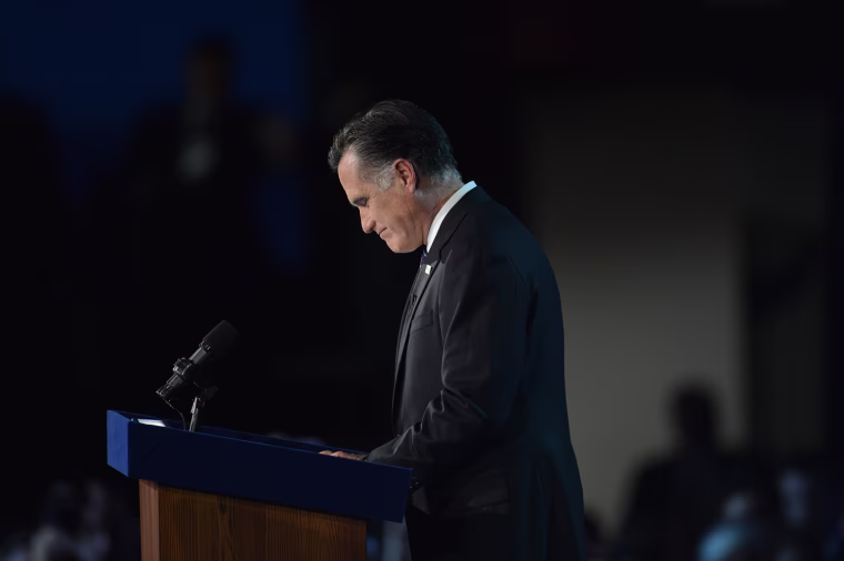 Presidential candidate Mitt Romney speaks on election night in Boston, Mass., Nov. 6. Romney conceded the election to President Barack Obama.