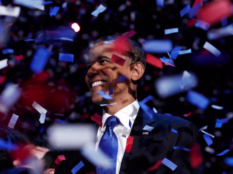 Campaigning with Mitt Romney and Barack Obama, voting and election results.