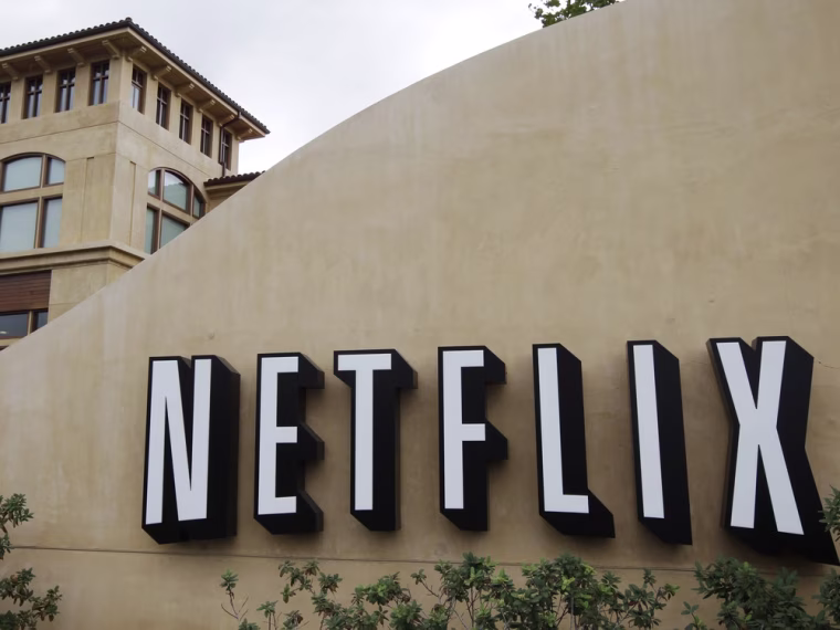 The exterior of Netflix headquarters is seen in Los Gatos, Calif.