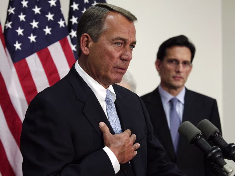 U.S. House Speaker John Boehner (R-OH) speaks next to Majority Leader Eric Cantor (R-VA) during a news conference on Capitol Hill in Washington, November 28, 2012.