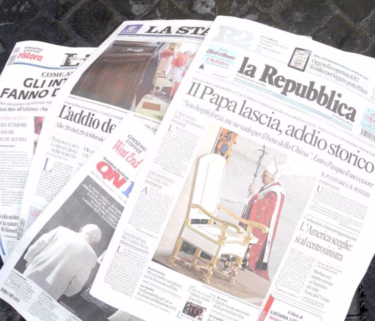 Italian newspapers' reaction to the pope's decision to step down.