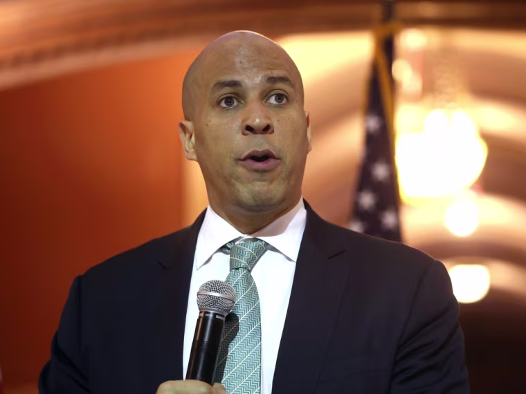 Newark Mayor Cory Booker speaks at the Newark City Hall on May 8, 2013 in Newark, N.J.