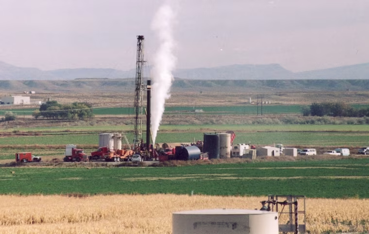 Pavillion Area Concerned Citizens released this photo saying it shows a hydraulic fracturing drill site in the Pavillion/Muddy Ridge gas field. The group said it was taken from the porch of its chairman, John Fenton.