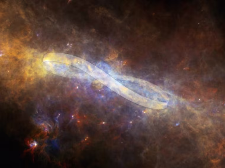 This version of the Herschel image highlights the infinity sign or twisted ring at the Milky Way's center.