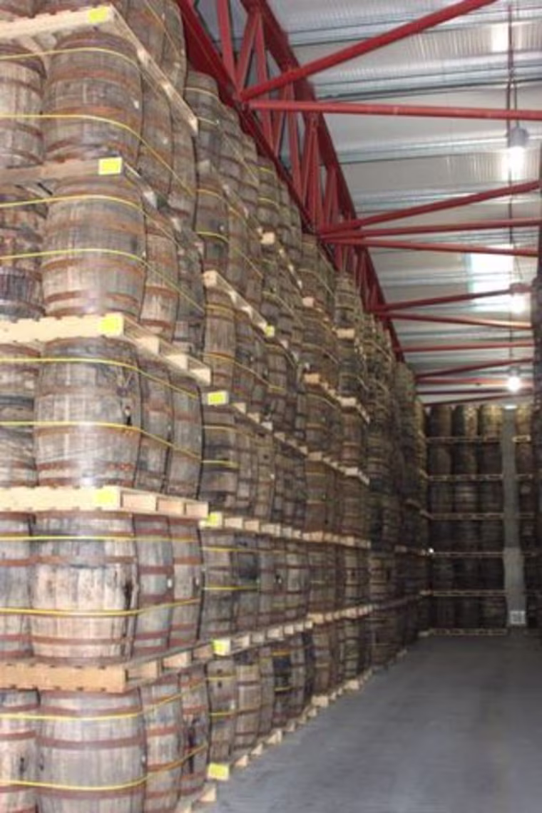 Casked whiskey doing its time in the Cooley Distillery warehouse (Courtesy Rich Nagle and Irishwhiskeyblog.com).
