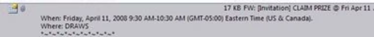 Calendar spam in your inbox looks like this.