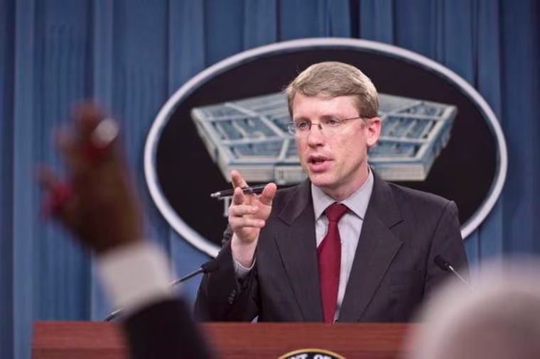 David F. Helvey, deputy assistant secretary of defense for East Asia, briefs reporters about the military and security developments involving China during a news conference held at the Pentagon on May 6.