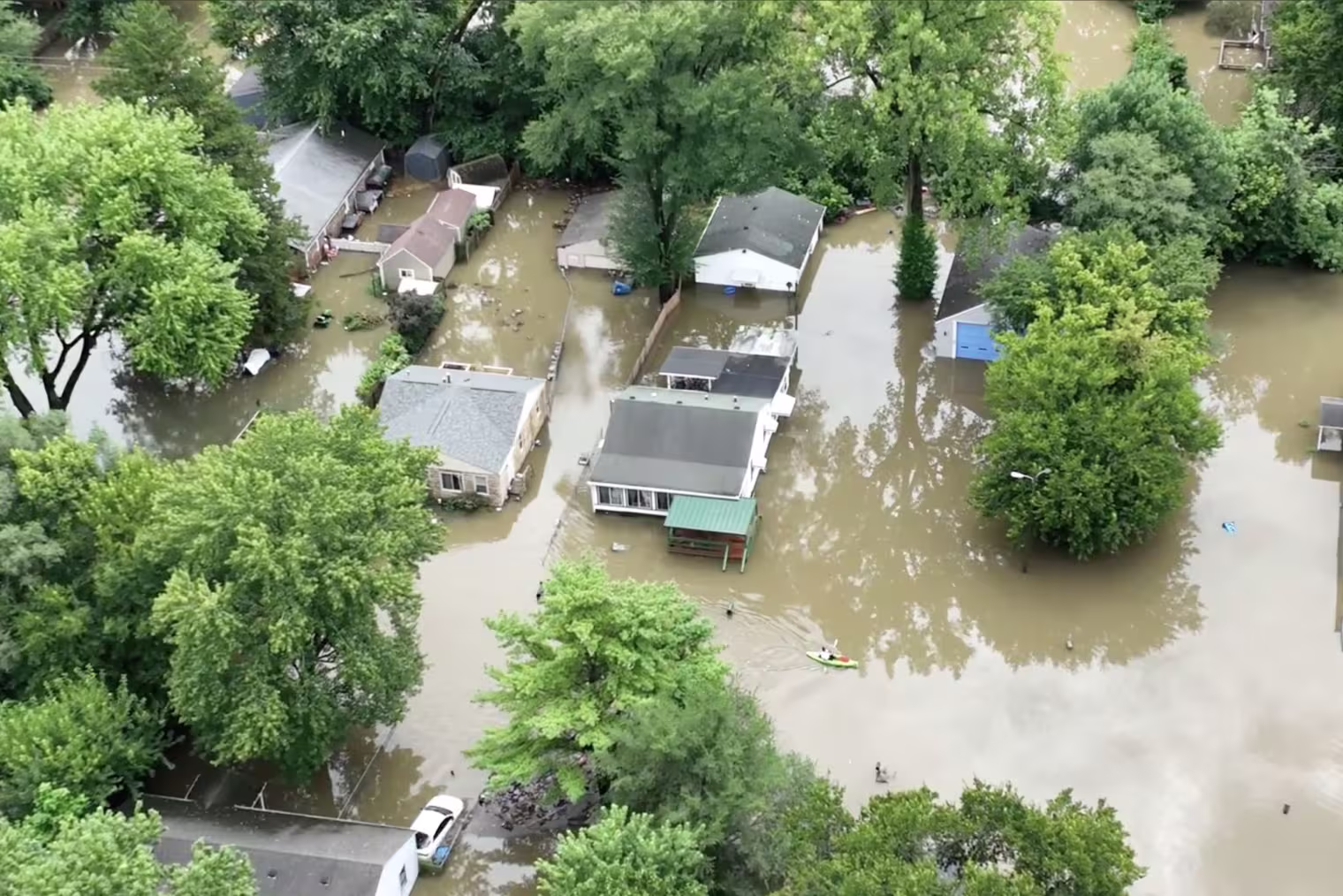 Flooding in the Ravenswood neighborhood of Indianapolis, near the White River, on Aug. 15.