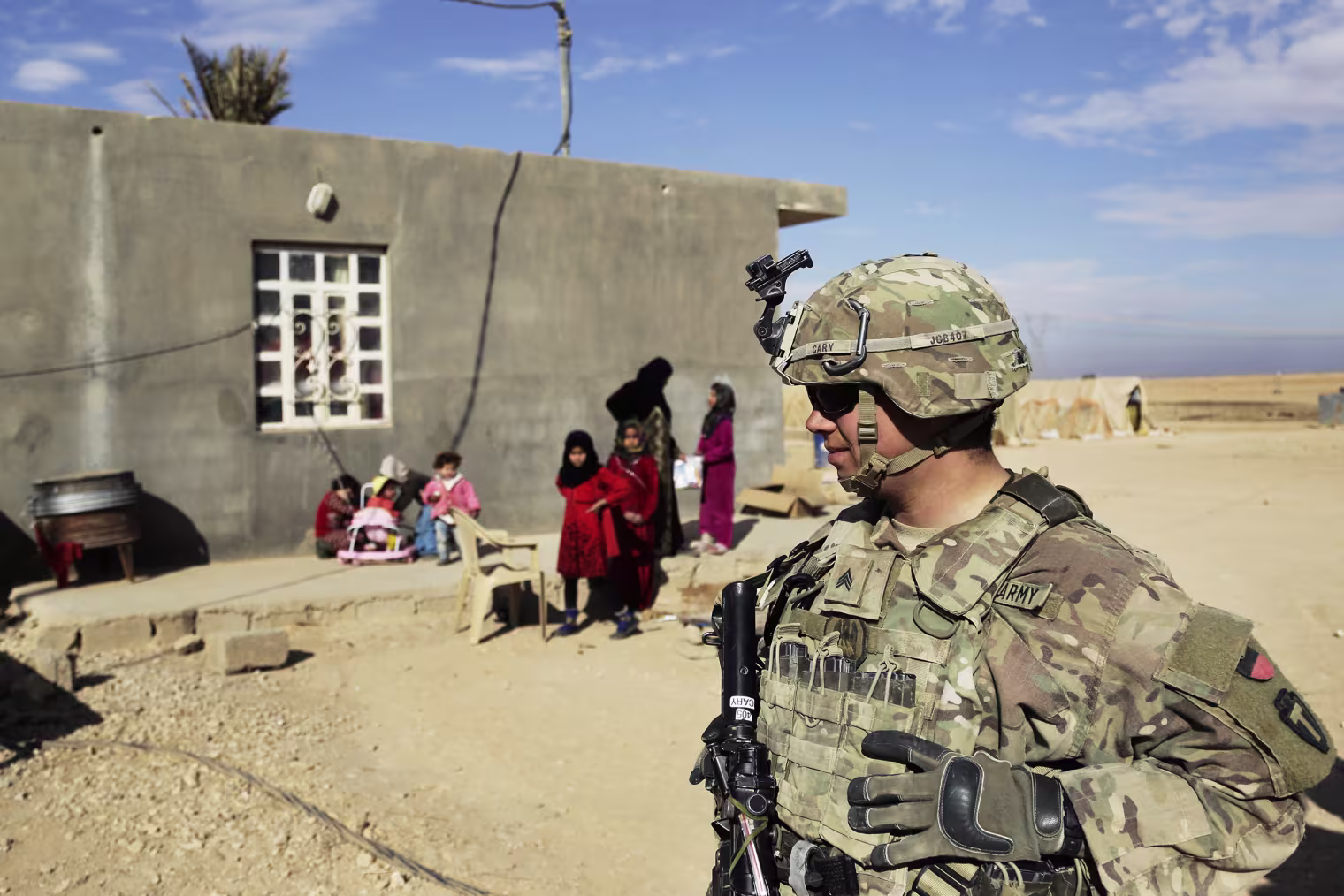 A U.S. soldier on a reconnaissance patrol near a coalition outpost in western Iraq in 2018.