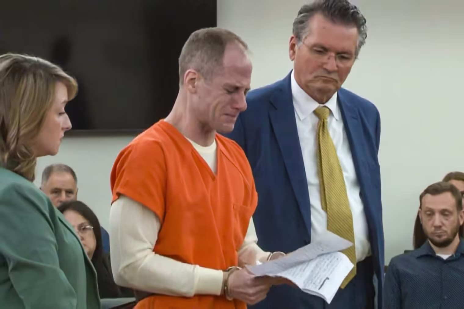 Caleb Flynn reading his statement to the court before being sentenced on Oct. 5, 2026, Troy, Ohio.