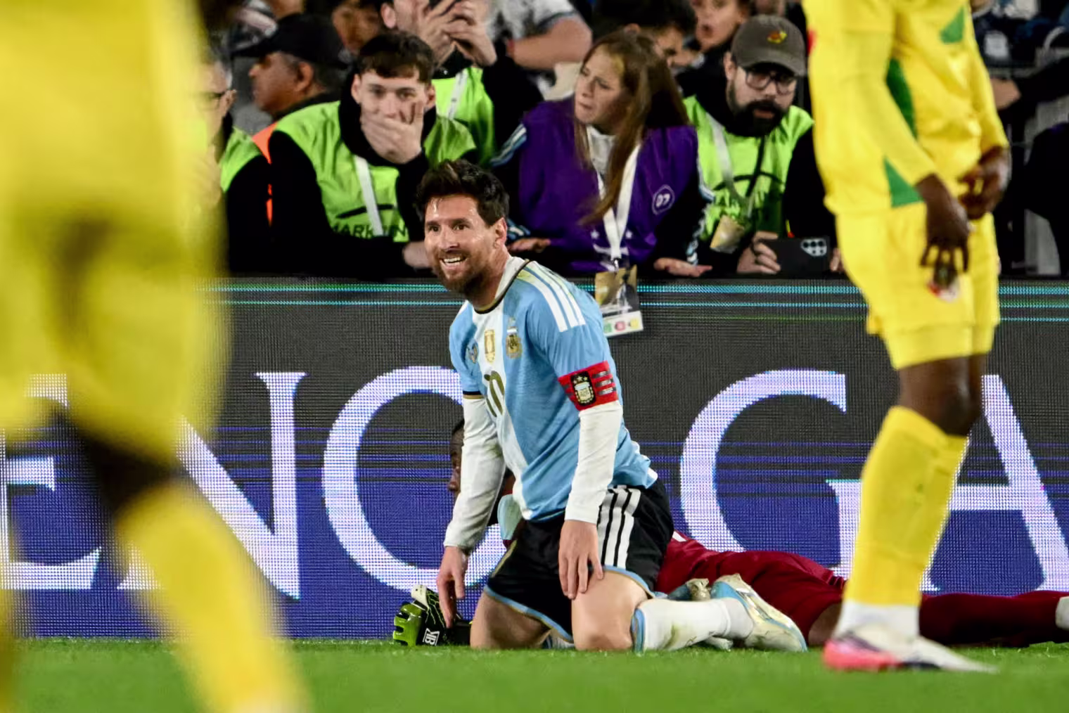 Argentina's forward #10 Lionel Messi reacts during his final game.