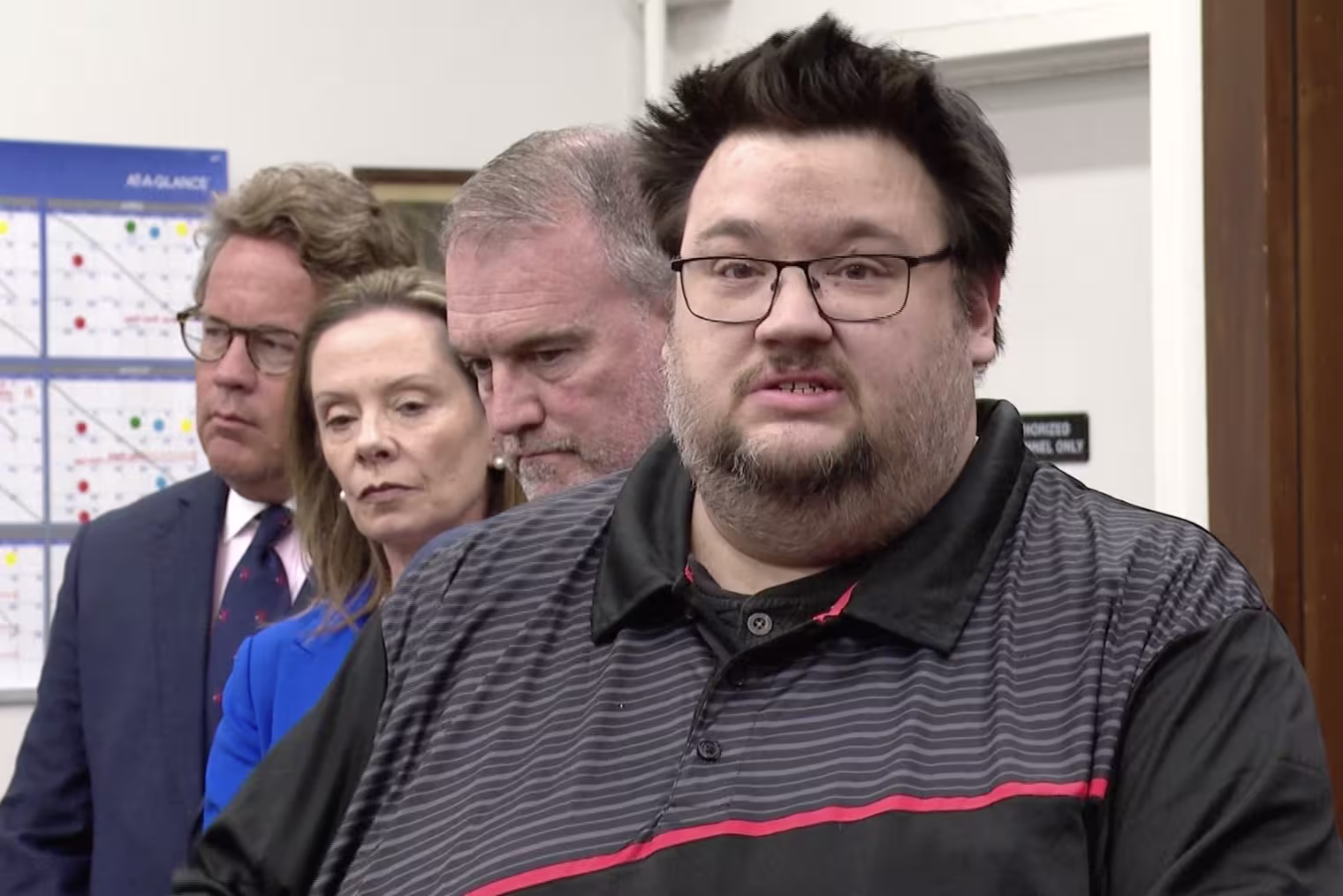 Robert Hickman at a news conference.