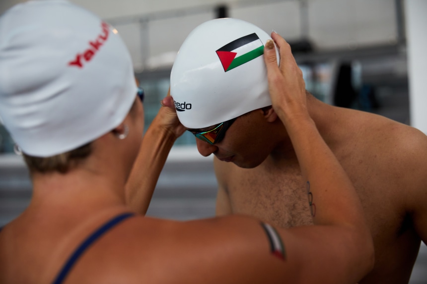 Valerie Tarazi and Yazan al Bawwab train in Nanterre.