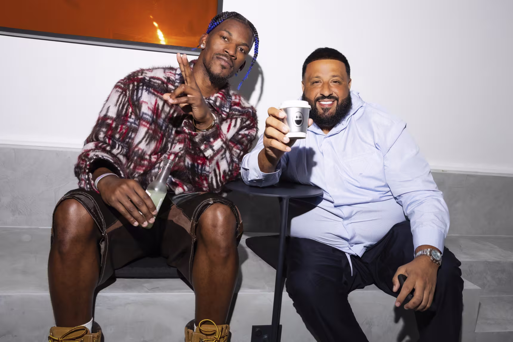 Jimmy Butler and DJ Khaled at the Bigface grand opening party.
