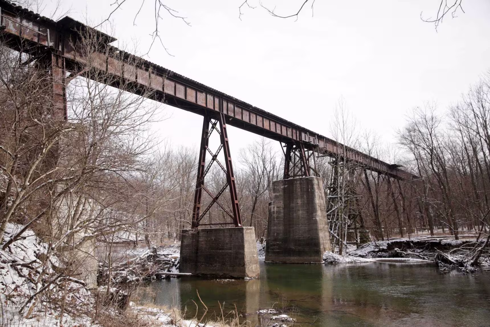 Deer creek flows under the Monon High Bridge