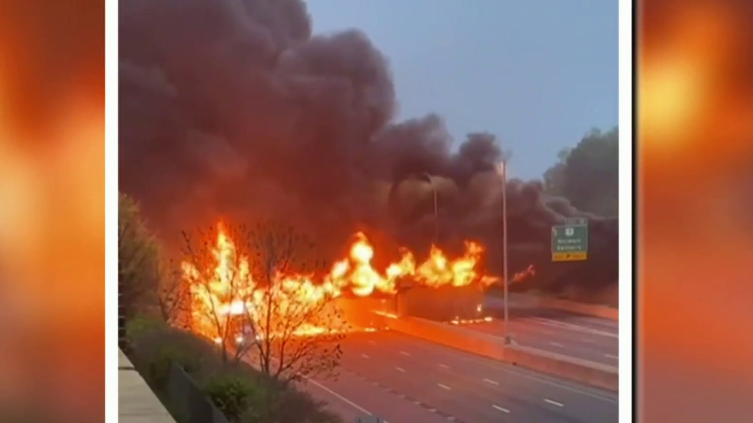Part of major Northeast highway shut down after fiery truck crash