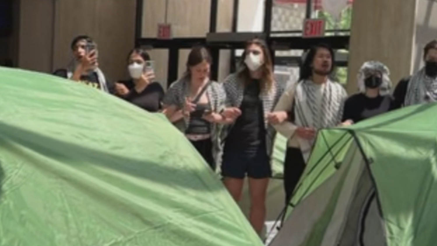 Protesters set up camp in Fordham University's Lincoln Center