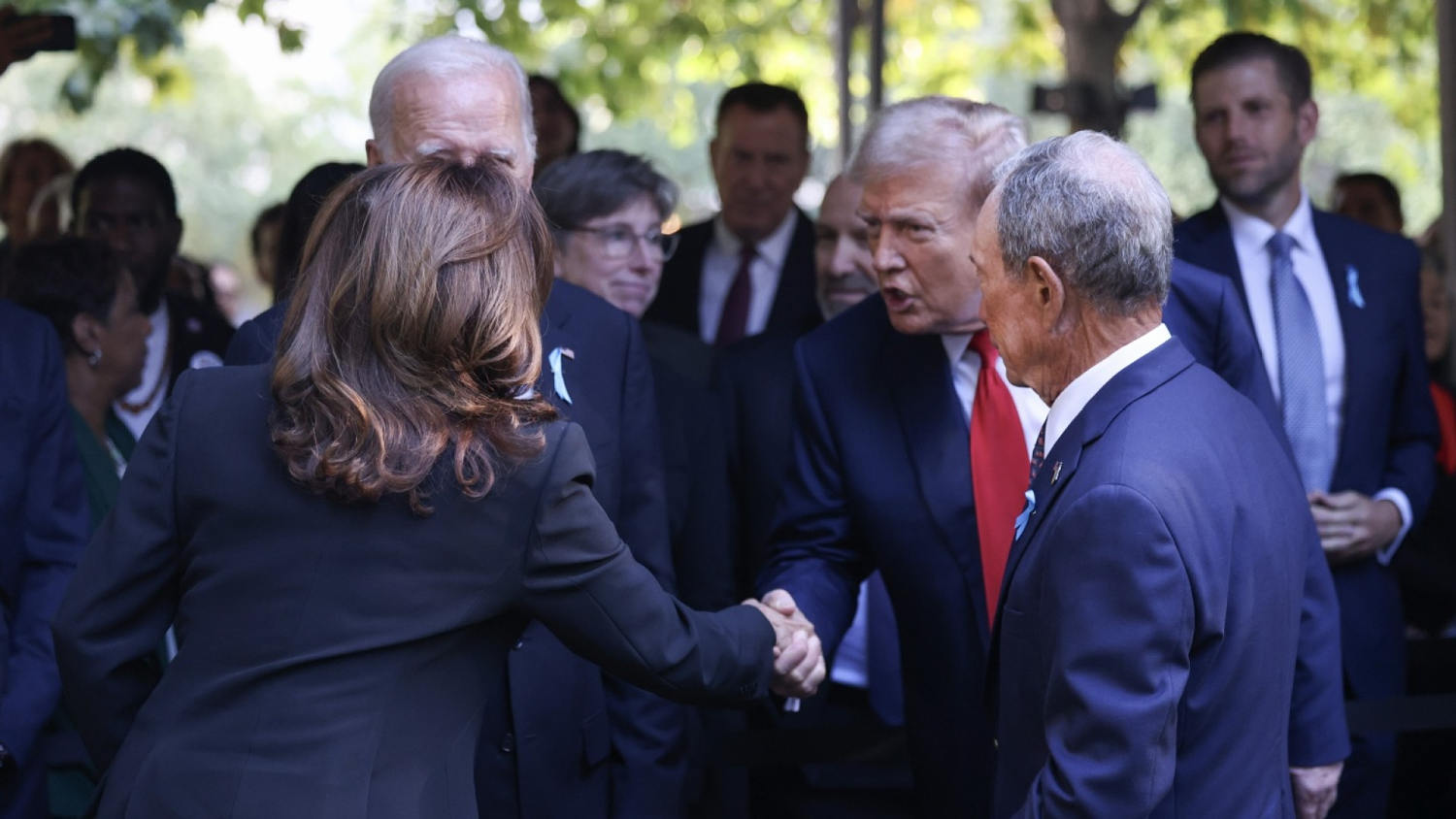 Watch: Harris and Trump shake hands at 9/11 memorial ceremony