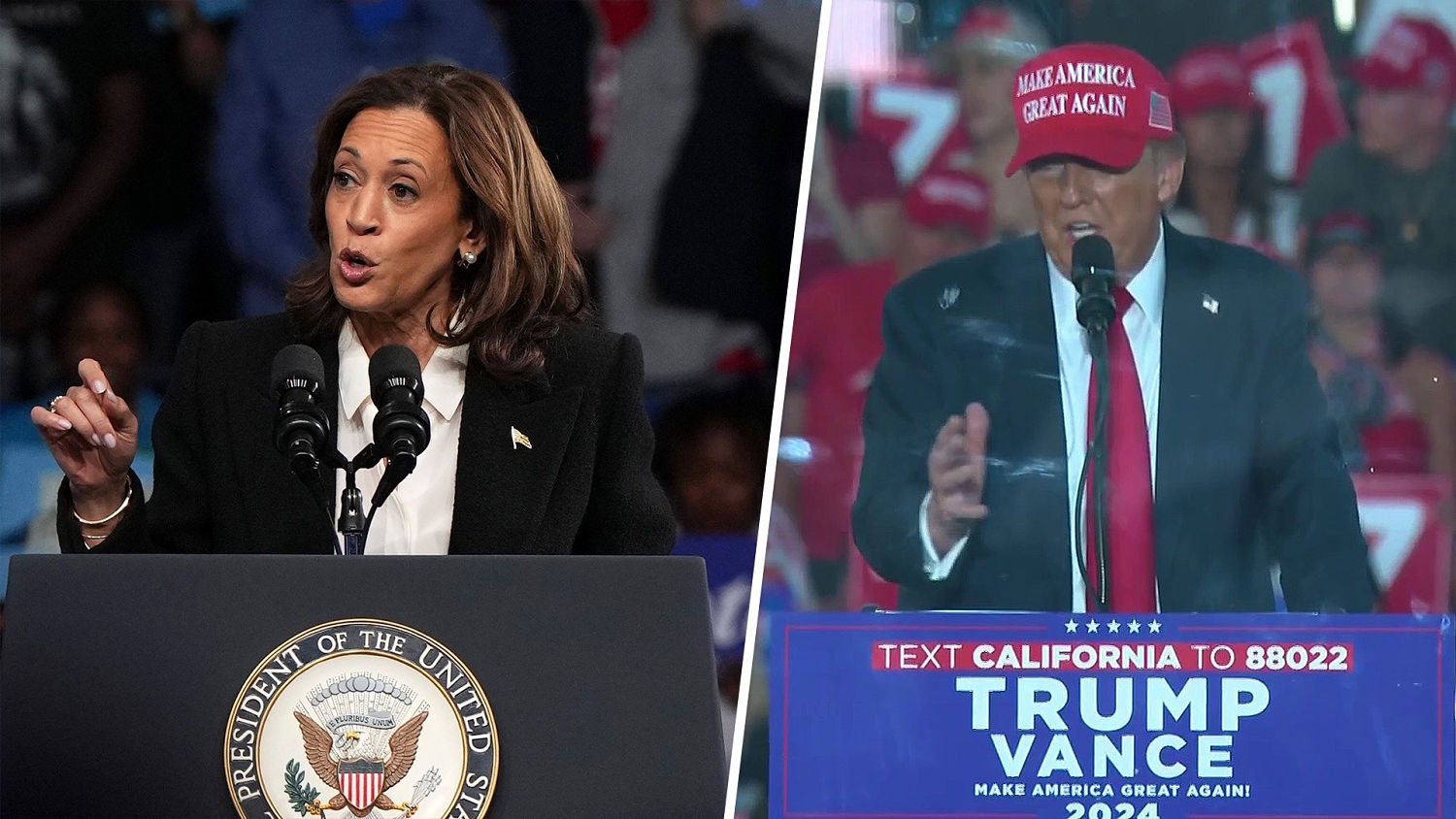 Trump, Harris focus on swing states as new poll shows dead heat