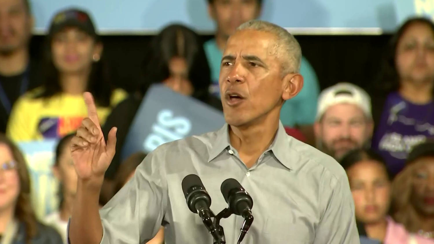 Obama says Trump is not what 'real strength' is during Nevada rally