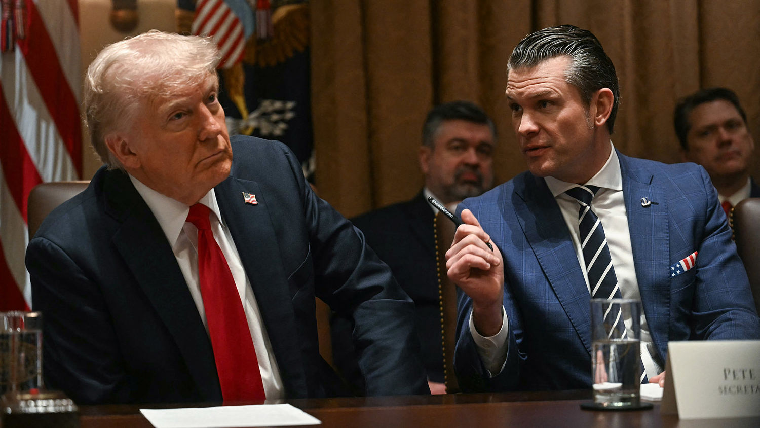 Trump delivers remarks with Defense Secy. Hegseth