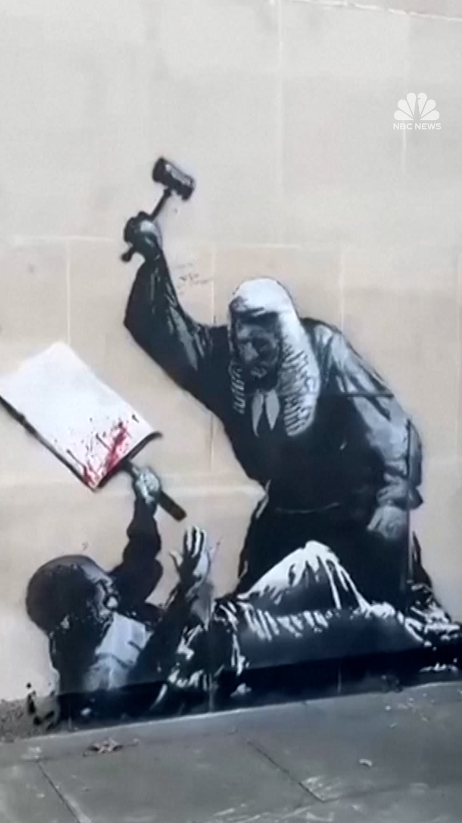 Banksy artwork appears outside London High Court