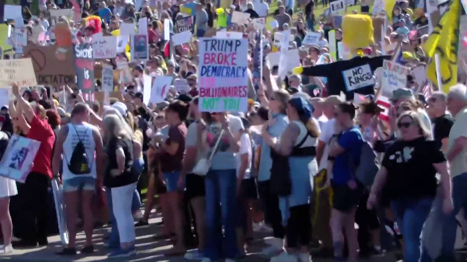 Massive crowds take to streets to protest Trump administration