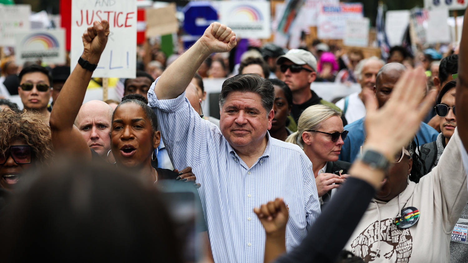 Illinois Gov. Pritzker addresses ‘No Kings’ rally in Chicago: ‘Democracy requires your courage’