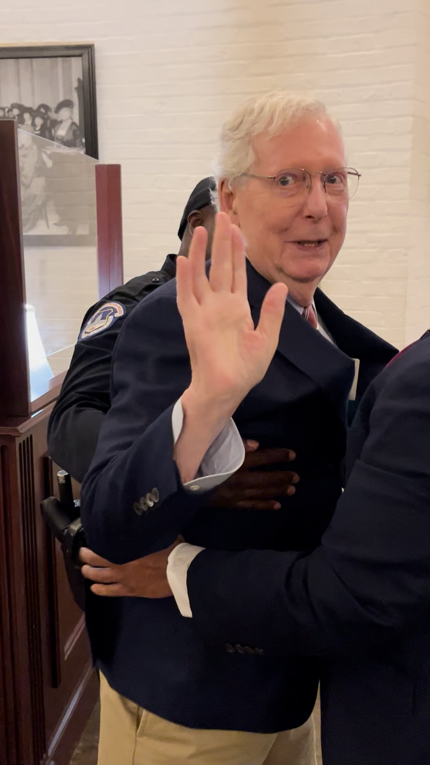 McConnell falls on his way to vote