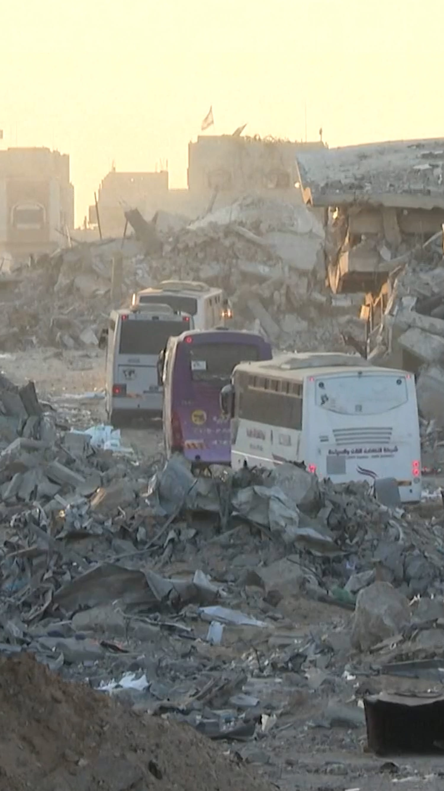 Red Cross vehicles carrying hostages in Gaza