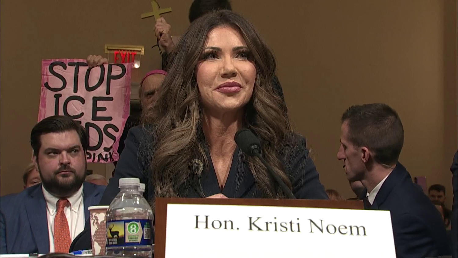Protesters interrupt Noem's opening statement at House hearing
