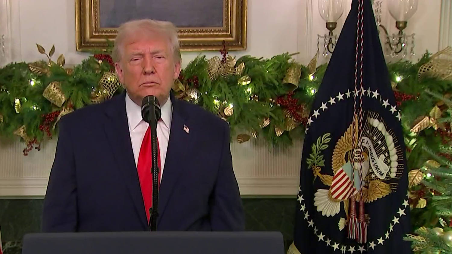 Trump talks lower prices, health care costs, military bonuses in year-end address