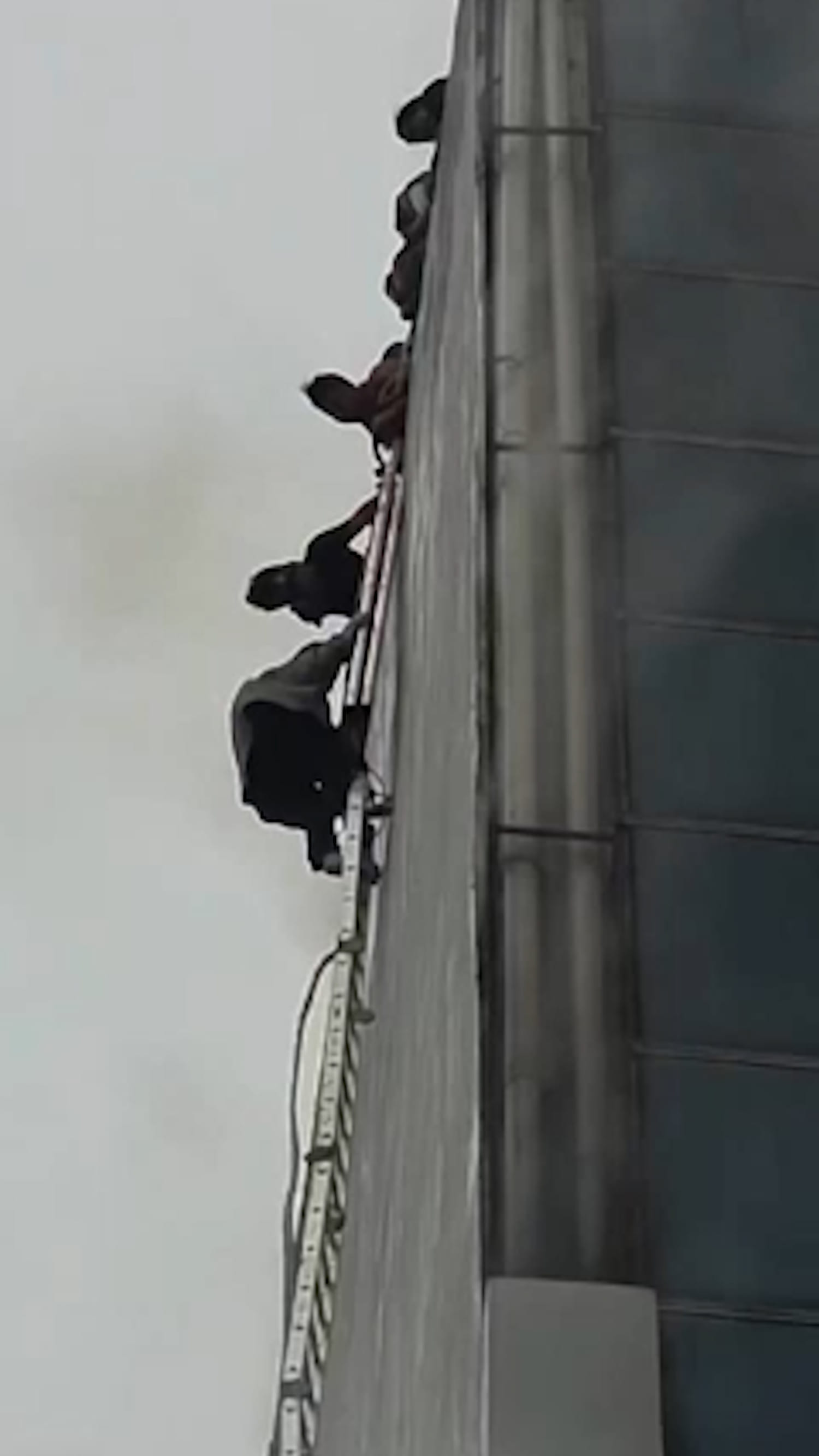 Dozens escape building fire in Indonesia using ladders