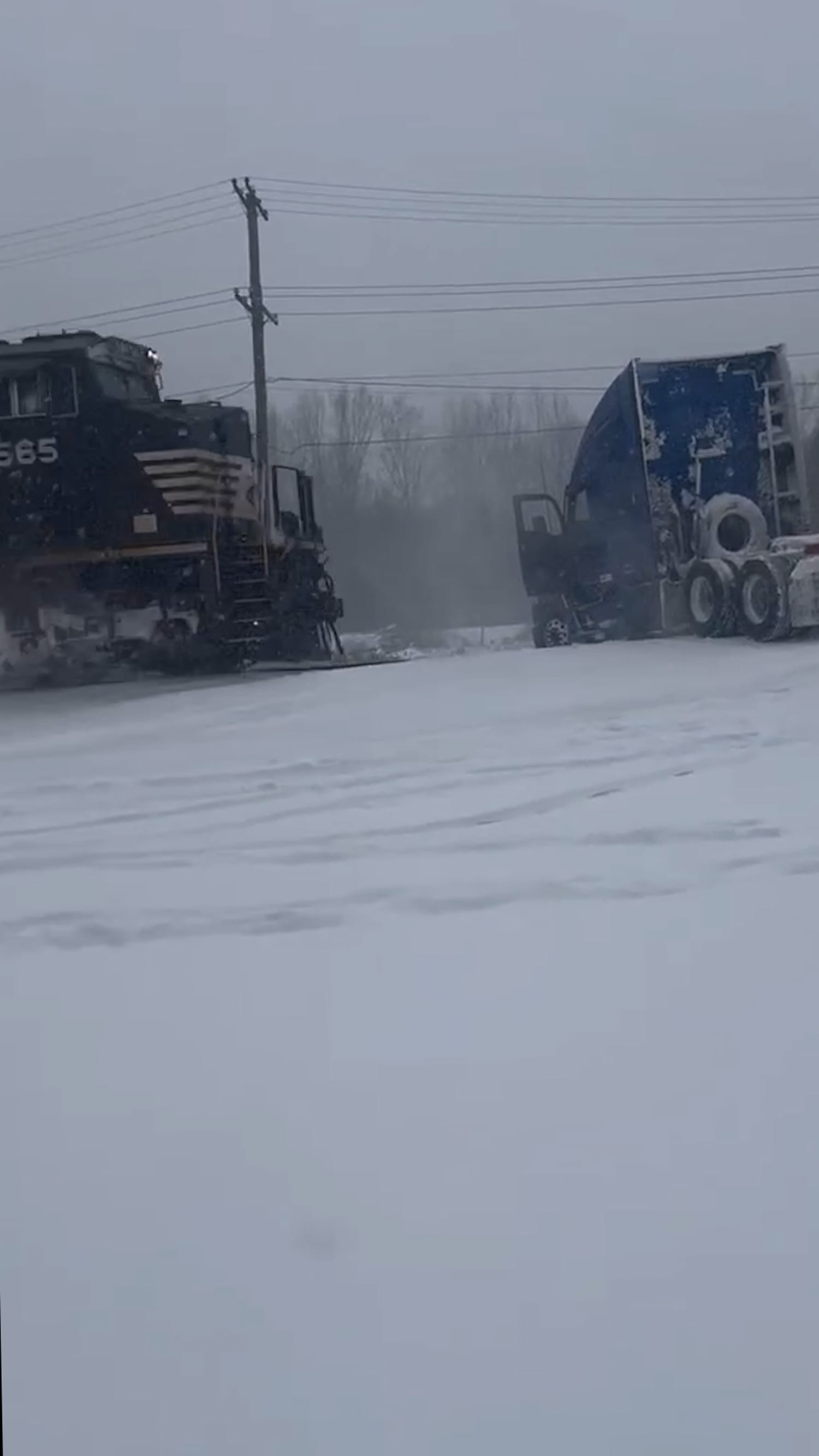 Semitruck hit by train in North Carolina