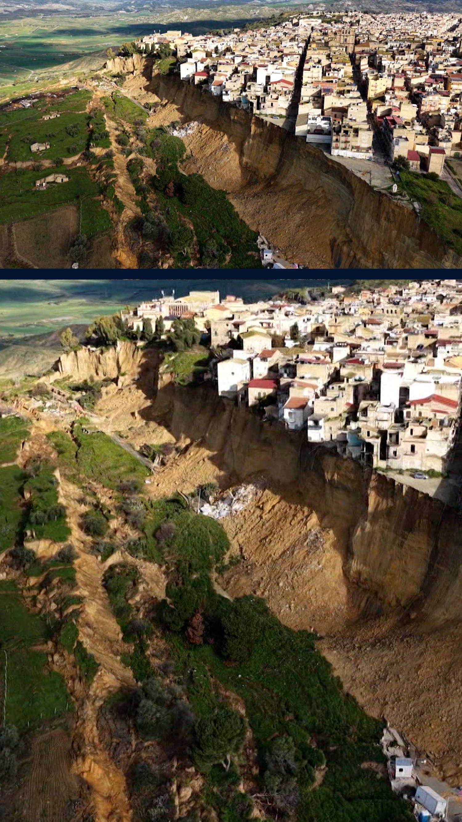 Town hangs on edge of precipice after Sicily landslide