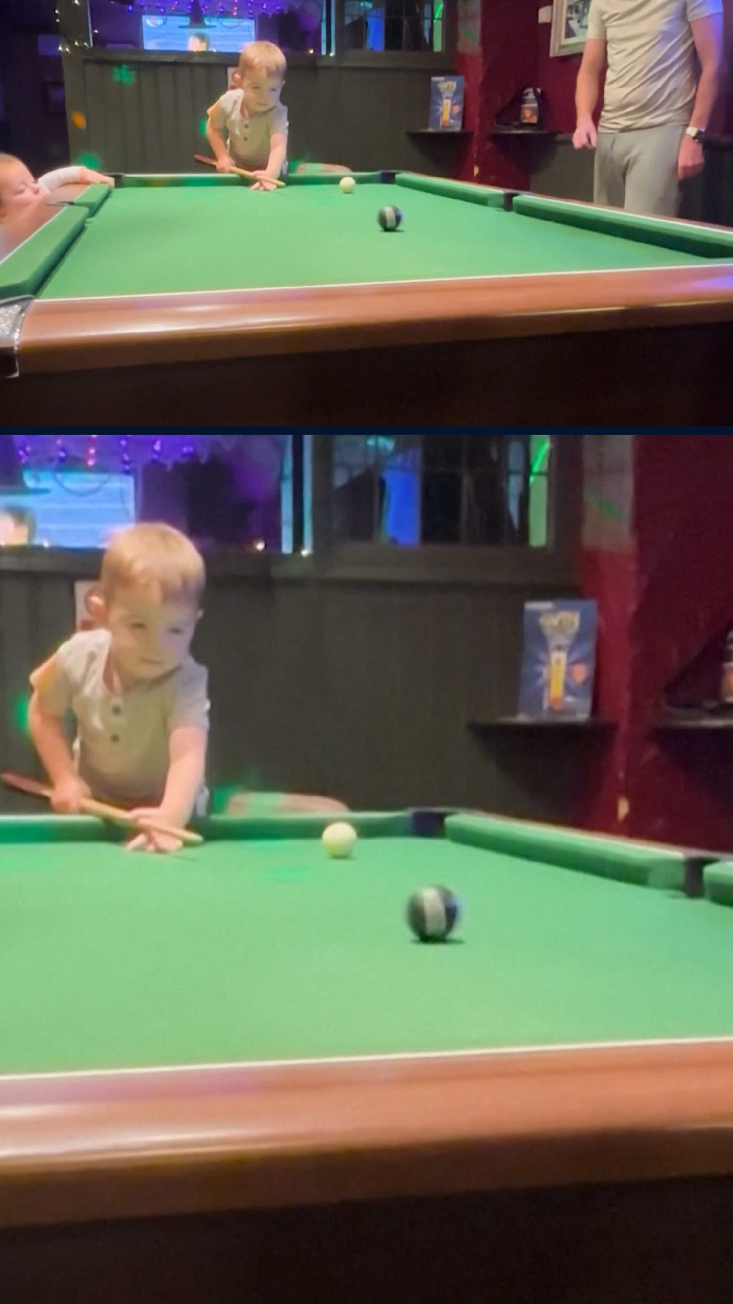 Two-year-old pool player breaks trick shot world record