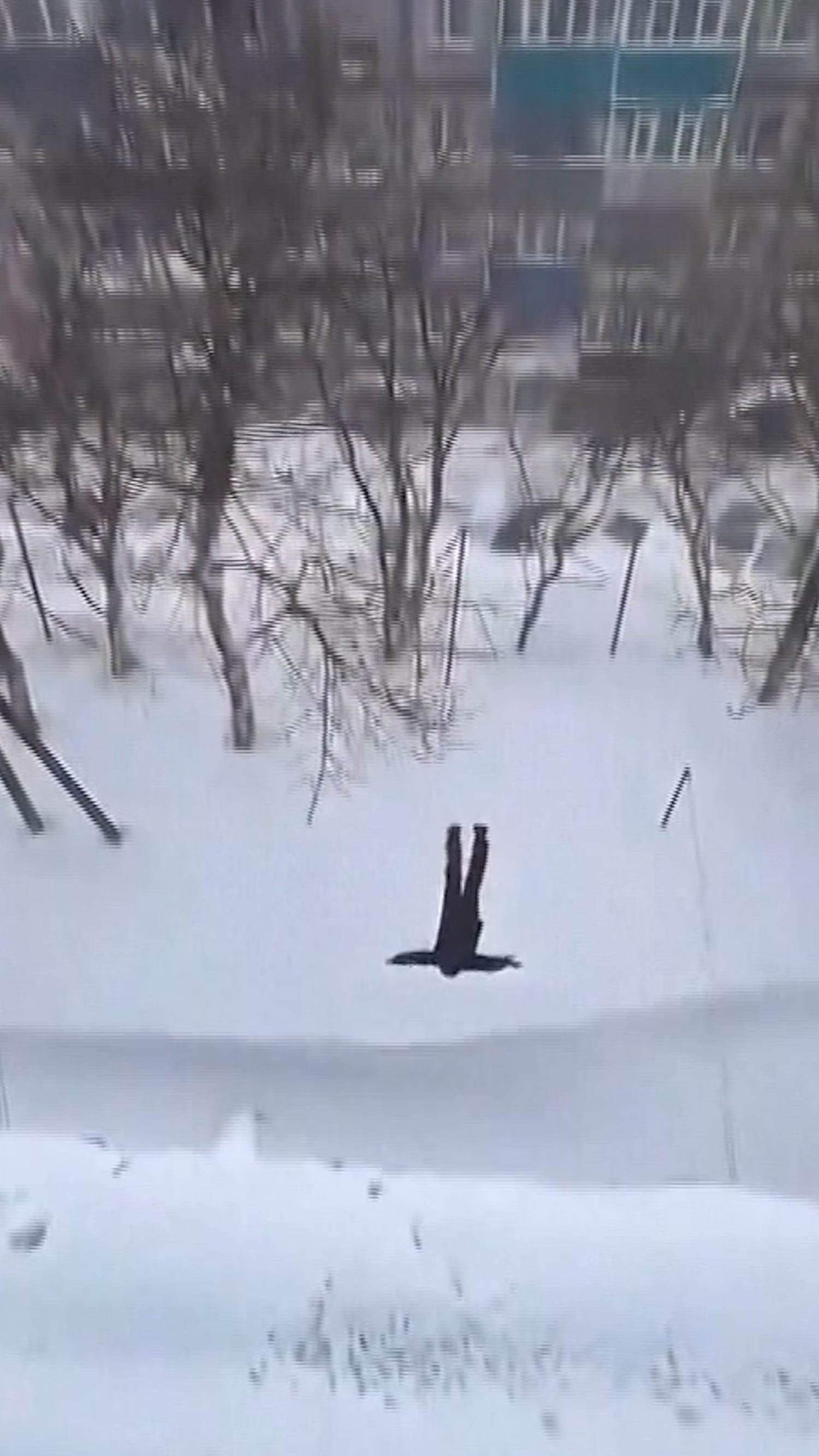 Russian man jumps from fifth floor into pile of snow
