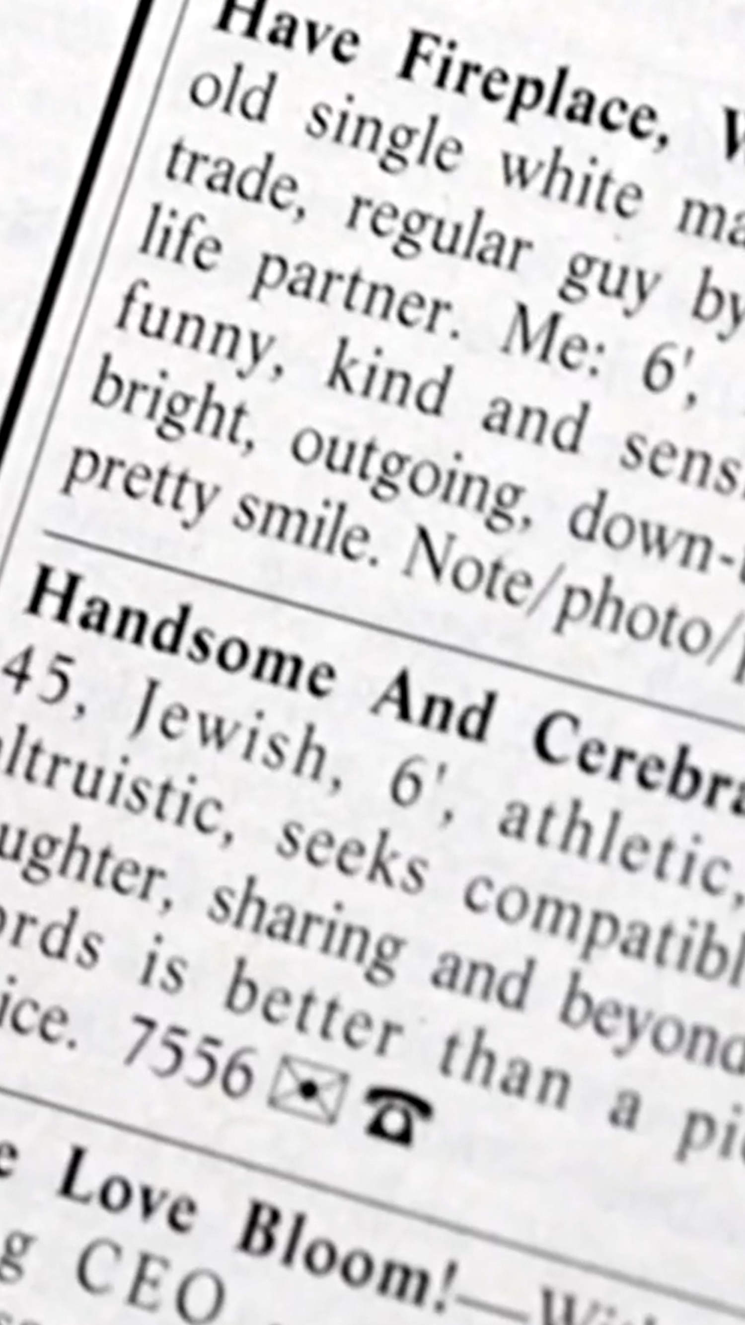 Singles turn to the personal ads section to find love