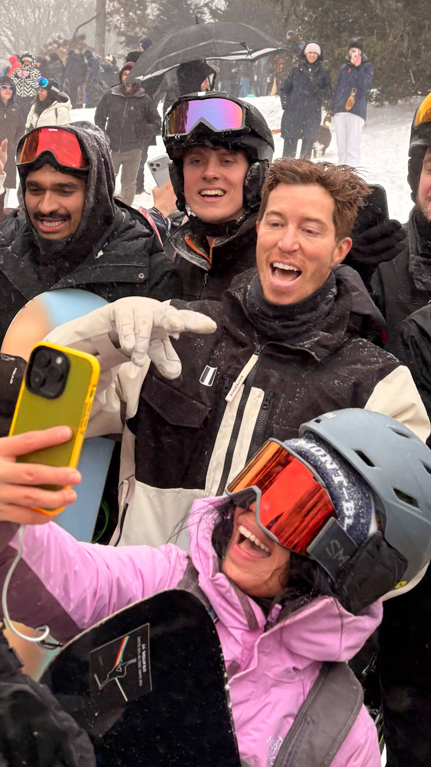 Snowboarder Shaun White performs tricks in Central Park
