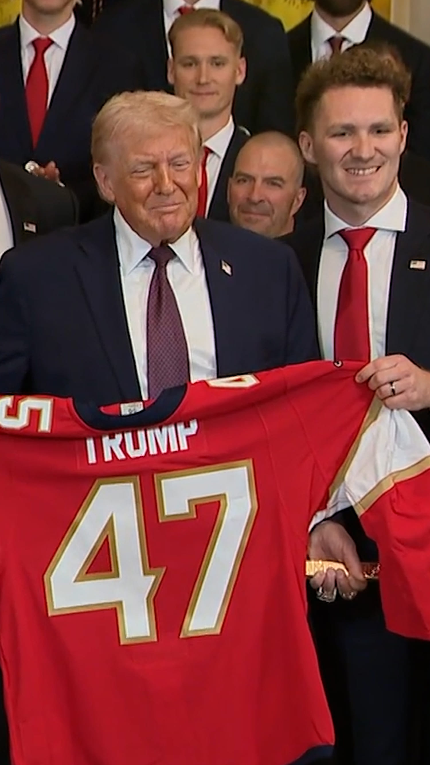 Trump receives golden hockey stick from Florida Panthers