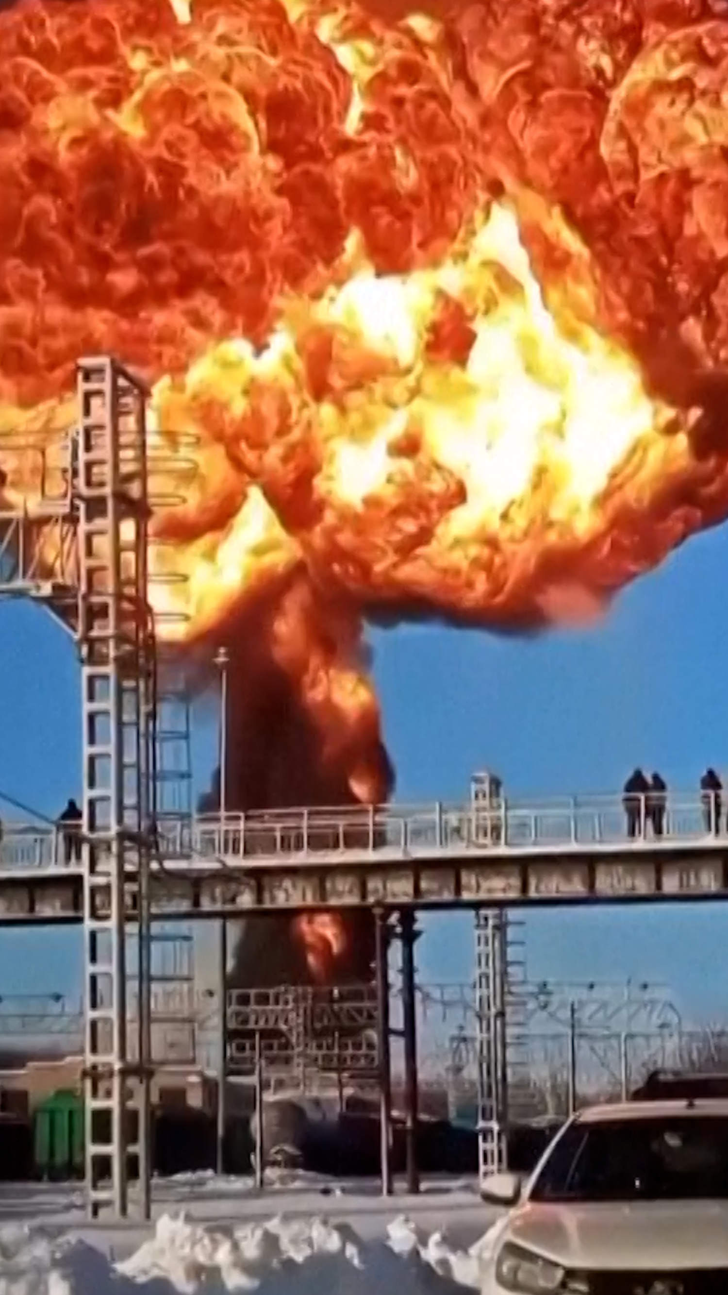 Fireball erupts near railway station in Russia