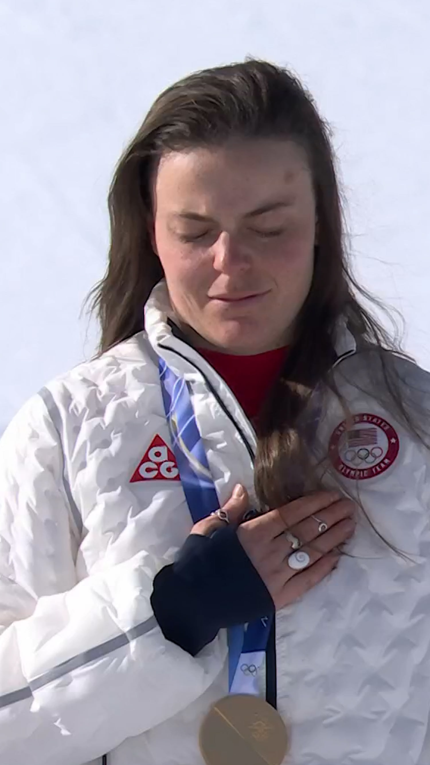 Breezy Johnson wins first U.S. gold, revels in anthem