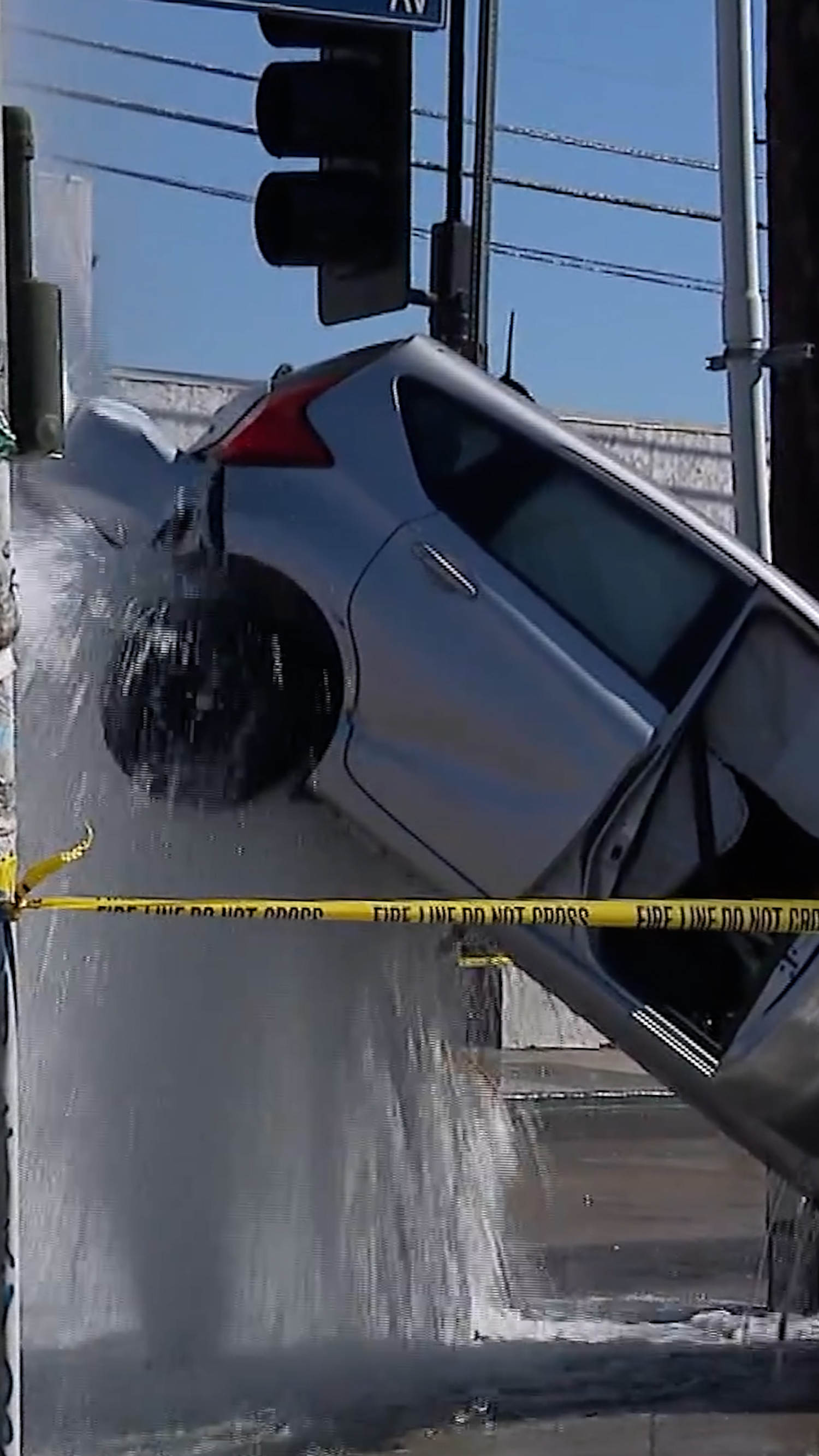 Car crashes into hydrant, sending vehicle into air
