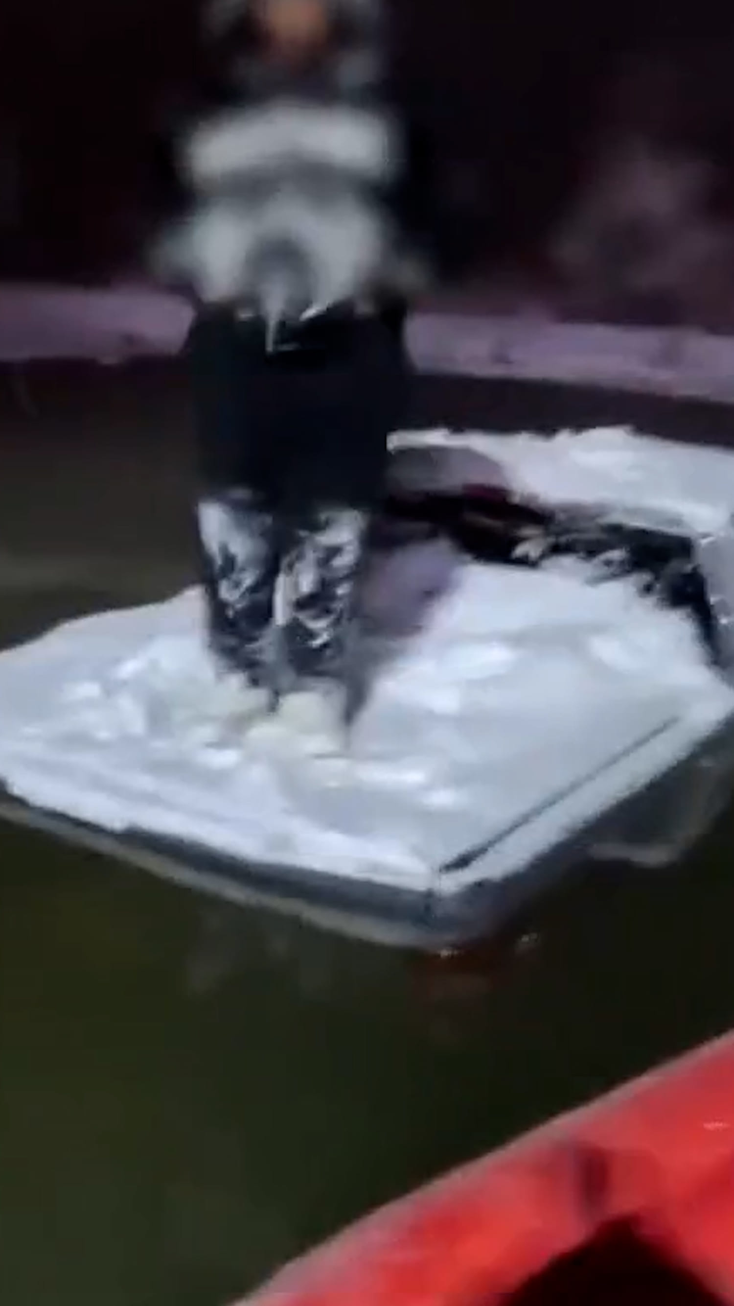 Firefighters rescue a man trapped in an icy pond