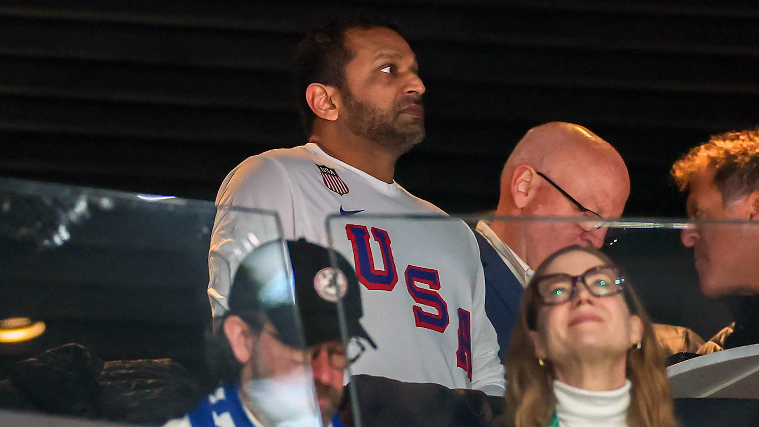 FBI Director Kash Patel is seen celebrating with the U.S. men's hockey team