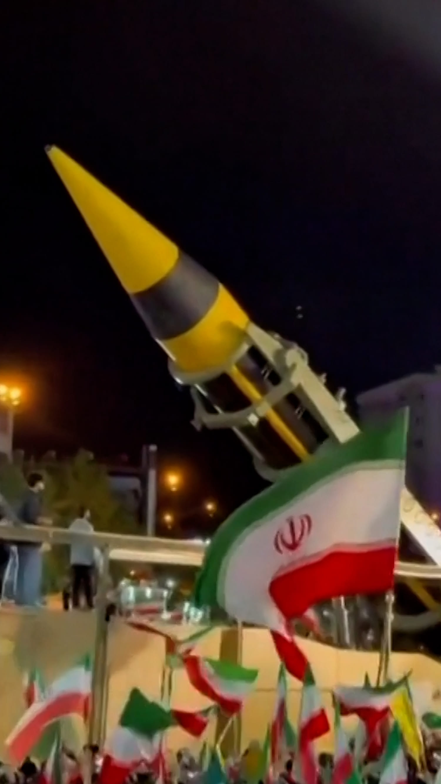 Iran displays apparent ballistic missile at Tehran rally