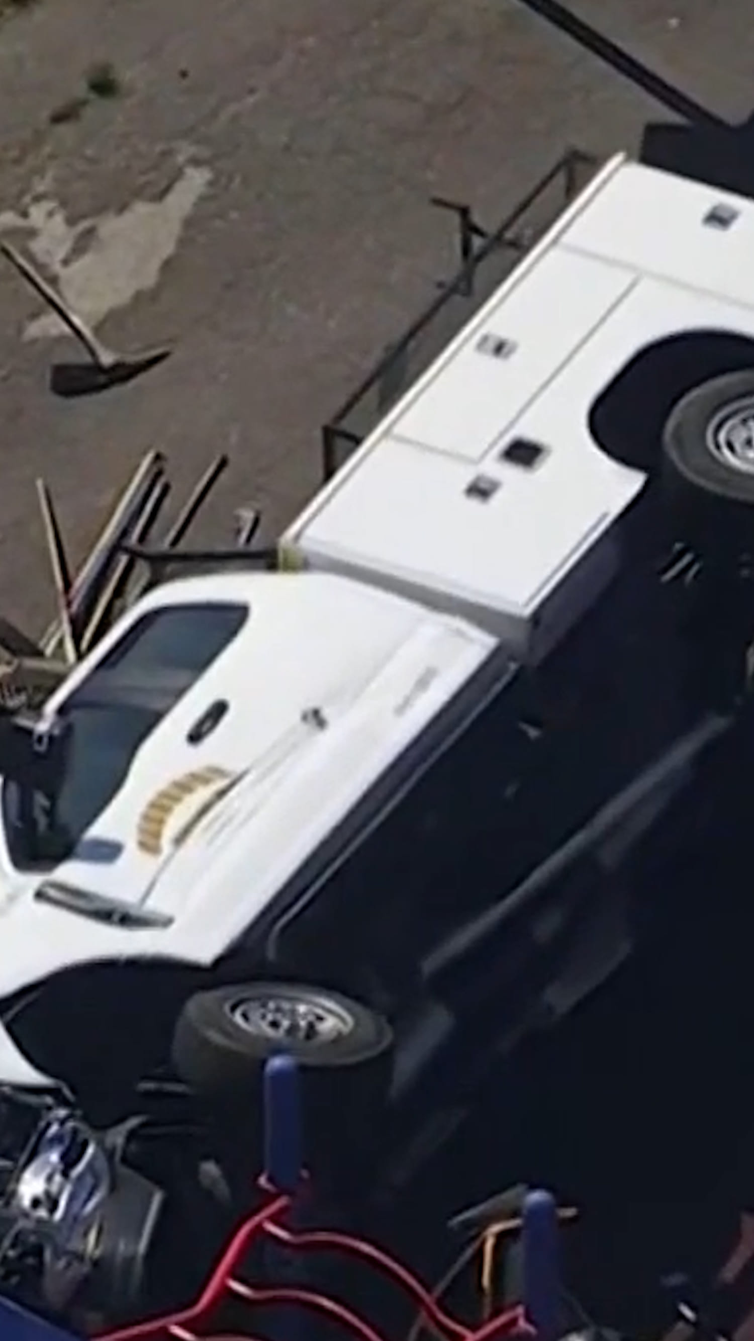 A stolen pickup truck crashes into a playground