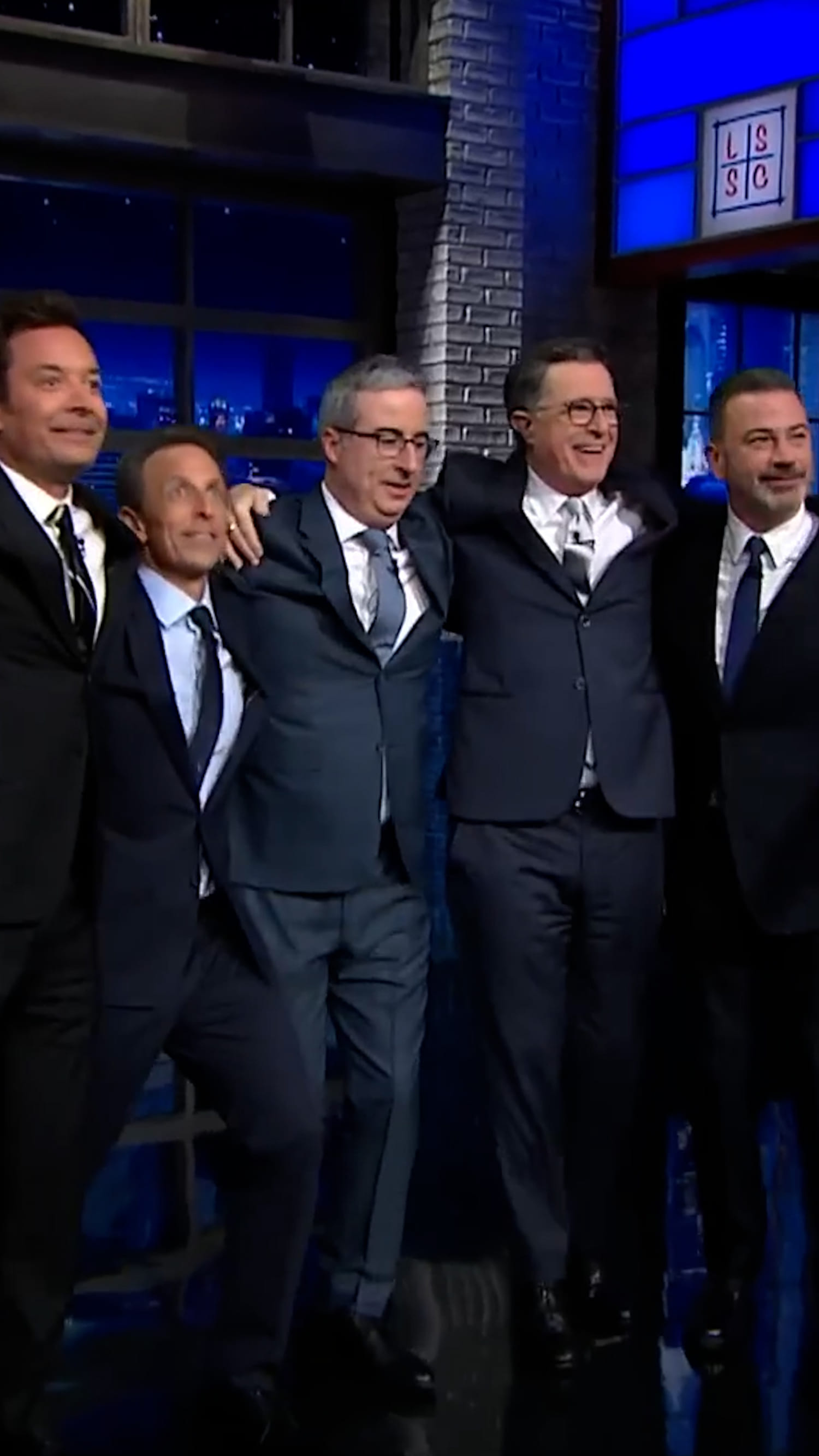 Late-night hosts reunite with Colbert before final show