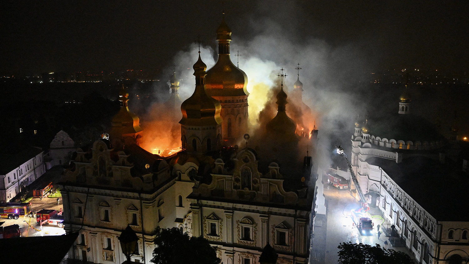 Fire engulfs centuries-old Ukrainian monastery after deadly strikes