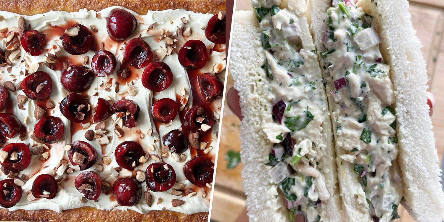 Add bold flavors to summer with chile chicken salad and a cherry cream tart